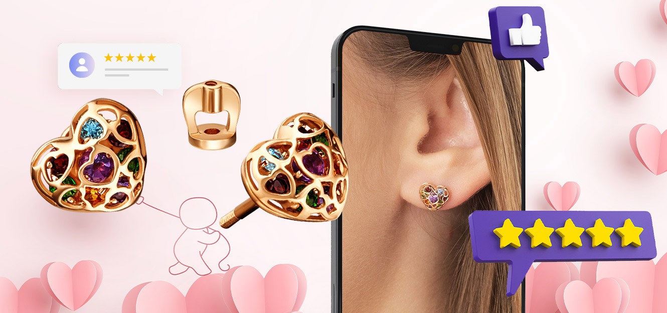 Отзыв о&nbsp;Серьгах «Сердца» из красного золота с аметистами, хромдиопсидами, гранатами, цитрином и топазом от PLATINA